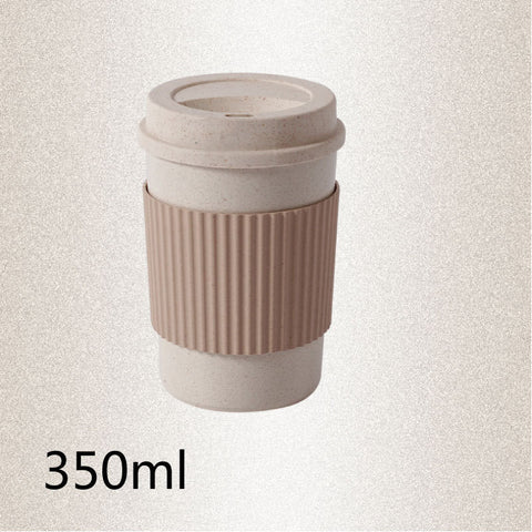 Reusable Coffee Tea Cup Random Color Wheat Straw Mug Coffee Cup with Lid Home Outdoor Water Bottle Travel Insulated Cup