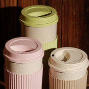 Reusable Coffee Tea Cup Random Color Wheat Straw Mug Coffee Cup with Lid Home Outdoor Water Bottle Travel Insulated Cup