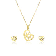 Fashion Jewelry Stainless Steel Heart-shaped Mom Necklace And Earring Suit