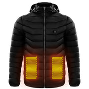 Men Heated Puffer Jacket Electric Heating Coat Insulated Hood Windbreaker 9Heat Zones